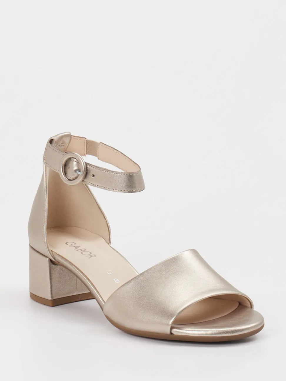 Gabor Comfort – Sandalen aus Metallicleder champagnerfarben