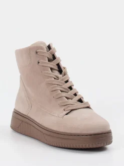 Gabor Comfort – Schnürboots aus Veloursleder Beige