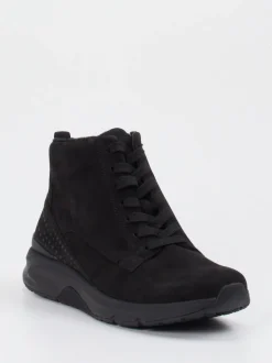 Gabor Comfort – Schnür-Boots aus Nubukleder Schwarz