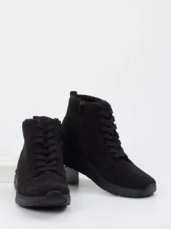Gabor Comfort – Schnür-Boots aus Nubukleder Schwarz