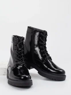 Gabor Comfort – Schnürboots aus Lackleder schwarz