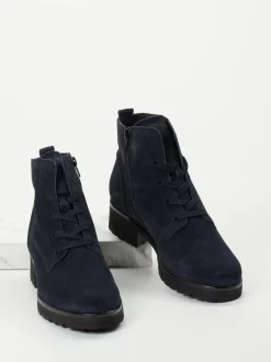 Gabor Comfort – Schnürboots aus Veloursleder Dunkelblau