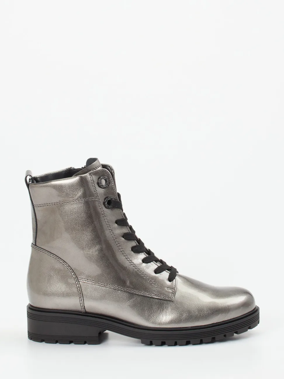 Gabor Comfort – Schnürboots aus Lackleder in Grau