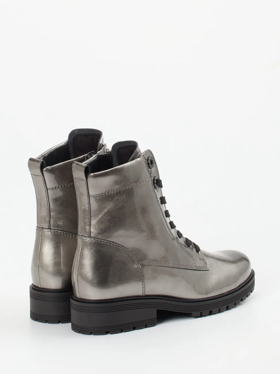 Gabor Comfort – Schnürboots aus Lackleder in Grau