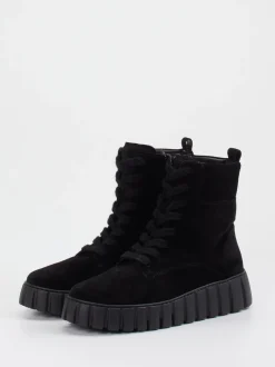 Gabor Comfort – Schnürboots aus Veloursleder schwarz
