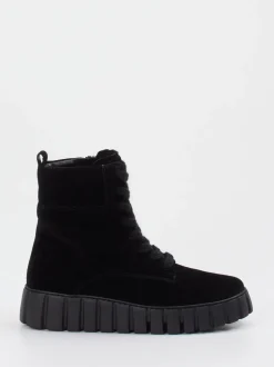 Gabor Comfort – Schnürboots aus Veloursleder schwarz