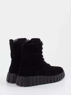 Gabor Comfort – Schnürboots aus Veloursleder schwarz