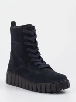 Gabor Comfort – Schnürboots aus Veloursleder in Blau