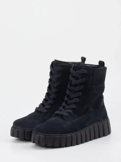 Gabor Comfort – Schnürboots aus Veloursleder in Blau
