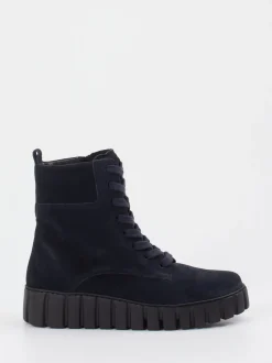 Gabor Comfort – Schnürboots aus Veloursleder in Blau