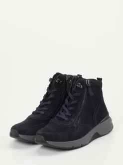 Gabor Comfort – Schnürstiefelette aus Veloursleder blau