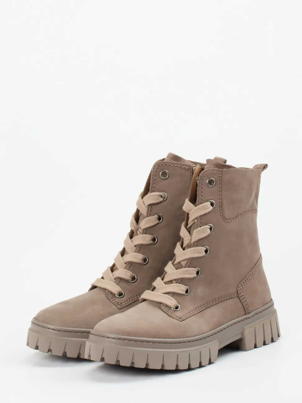 Gabor Comfort – Schnürstiefelette aus Nubukleder Taupe