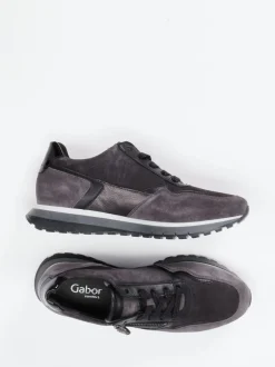 Gabor Comfort – Sneaker aus Veloursleder anthrazit