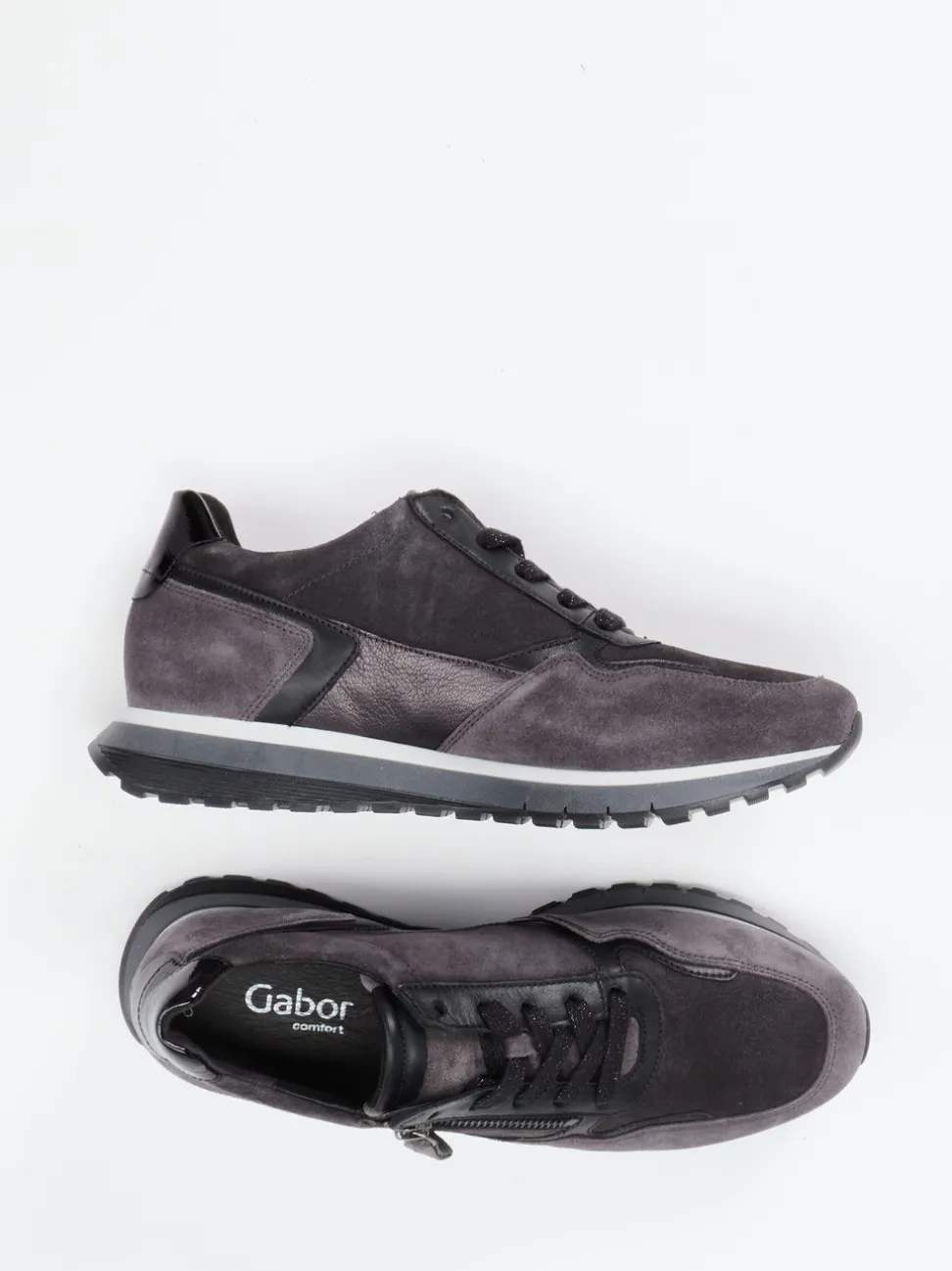 Gabor Comfort – Sneaker aus Veloursleder anthrazit