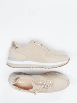 Gabor Comfort – Sneaker aus Veloursleder beige