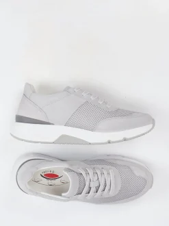 Gabor Comfort – Sneaker aus Velour/Textil hellgrau