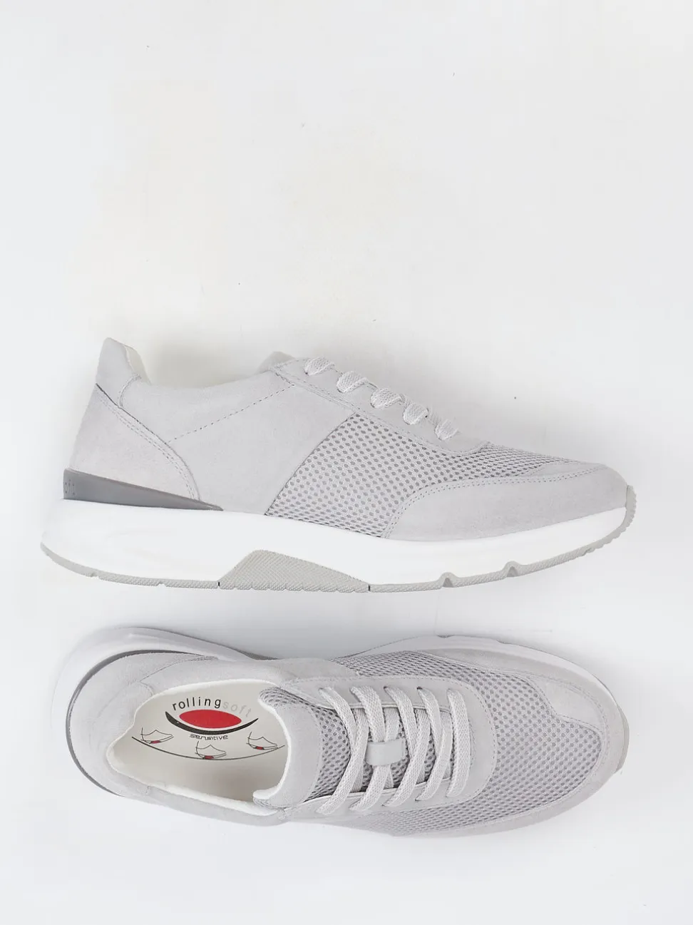 Gabor Comfort – Sneaker aus Velour/Textil hellgrau