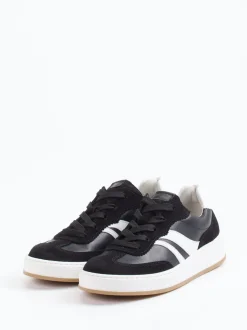 Gabor Comfort – Sneaker aus Velours- und Glattleder schwarz