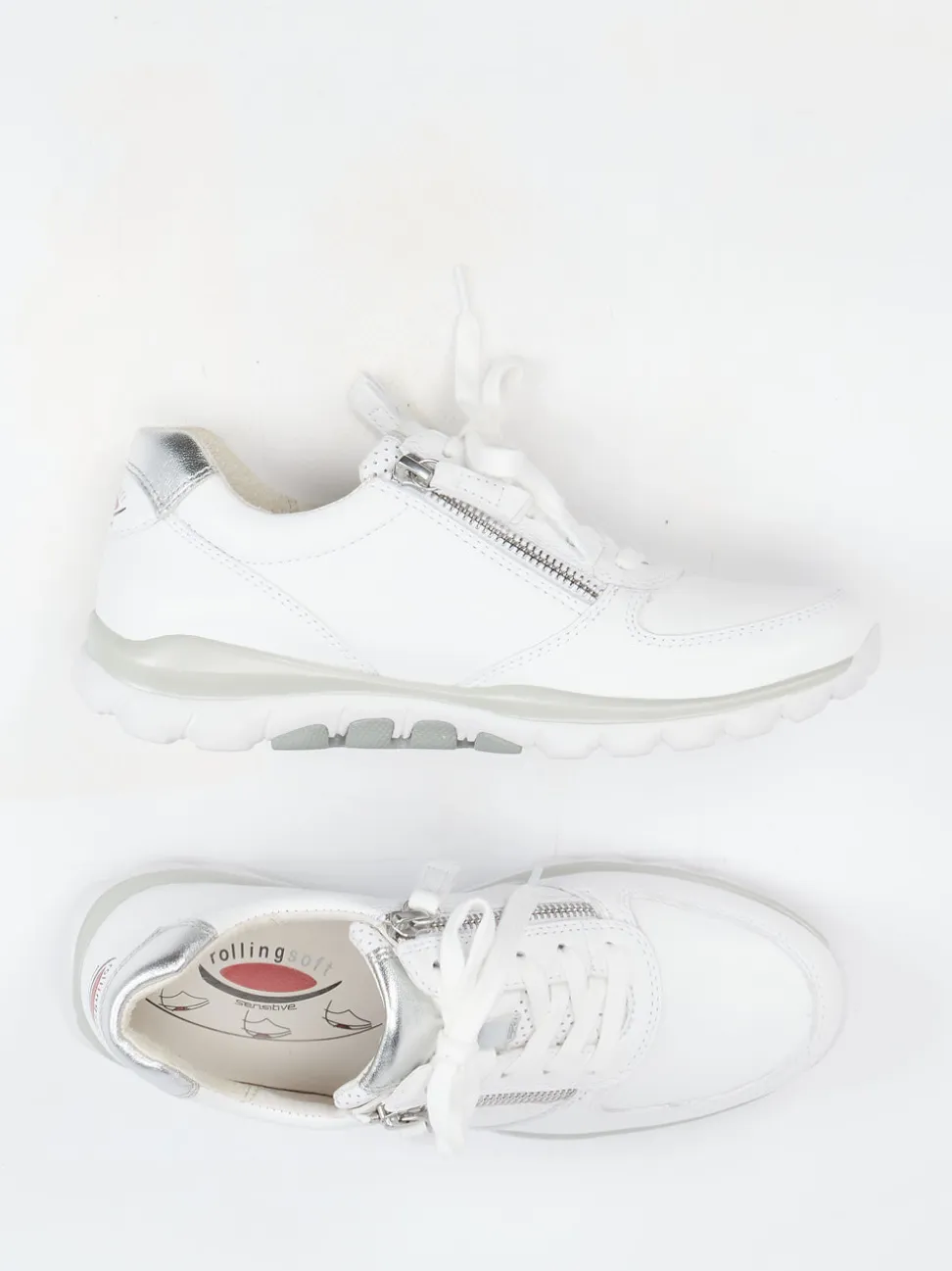 Gabor Comfort – Sneaker aus Kalbleder in Weiß