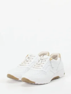 Gabor Comfort – Sneaker aus Kalbleder Weiß-Gold