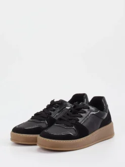 Gabor Comfort – Sneaker aus Velour/Leder Schwarz