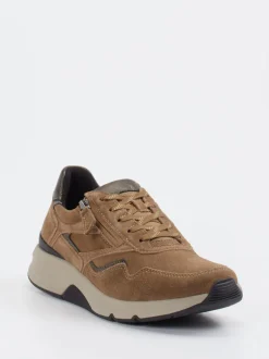 Gabor Comfort – Sneaker aus Veloursleder cognacfarben