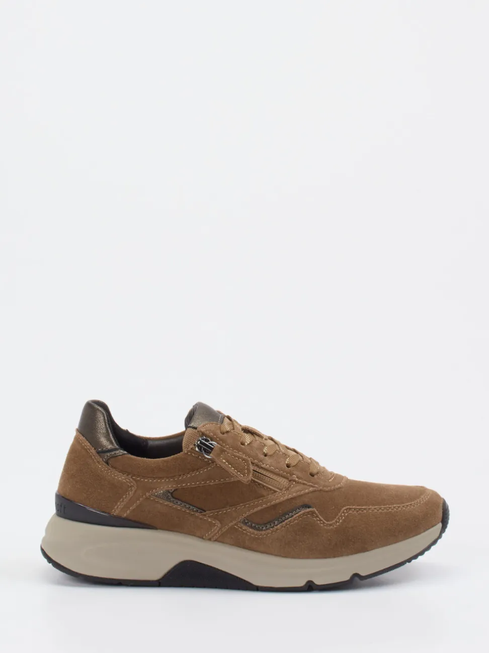 Gabor Comfort – Sneaker aus Veloursleder cognacfarben