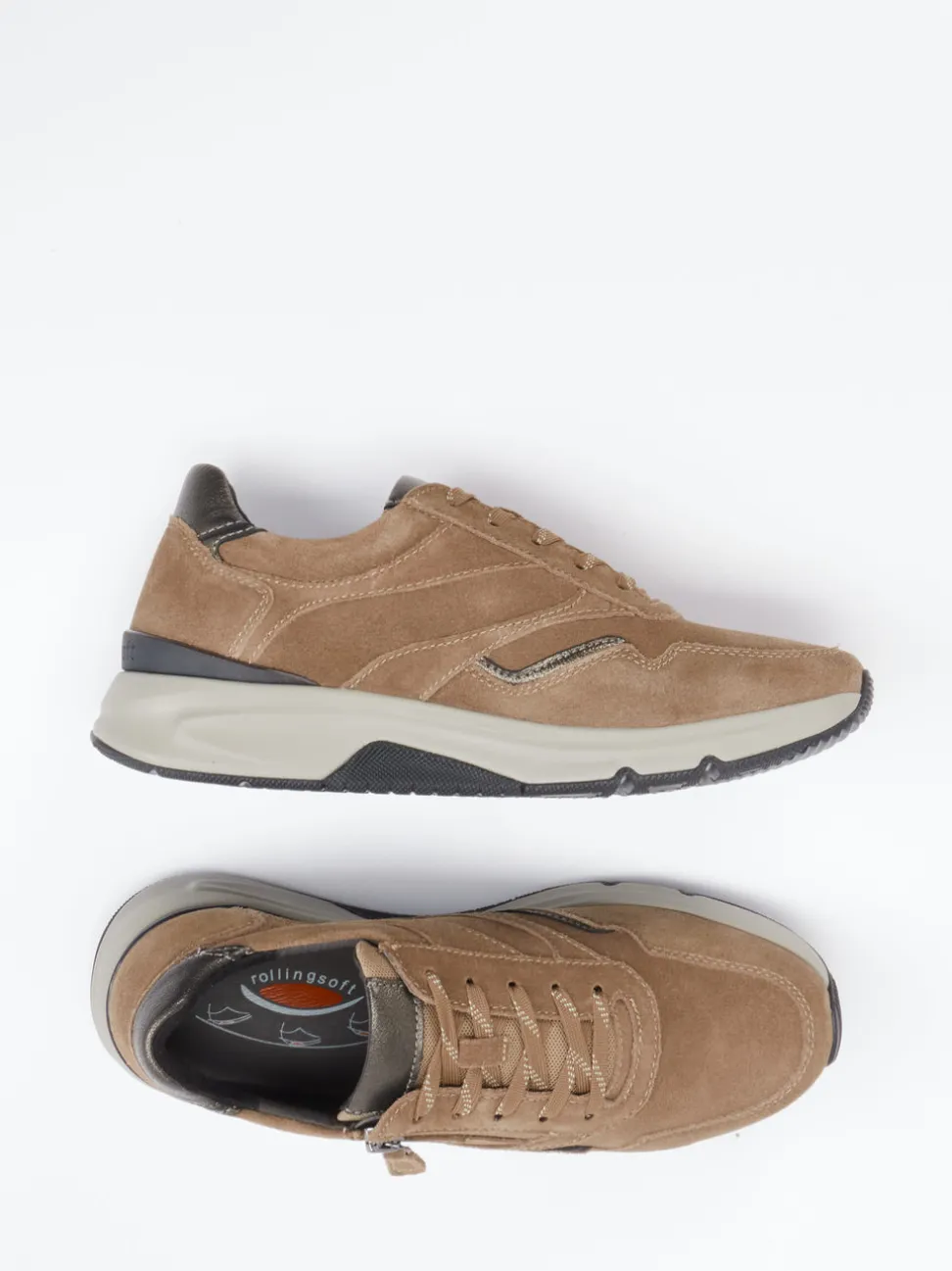 Gabor Comfort – Sneaker aus Veloursleder cognacfarben