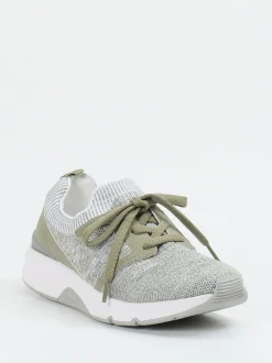 Gabor Comfort – Sneaker aus gestricktem Textil salbeigrün