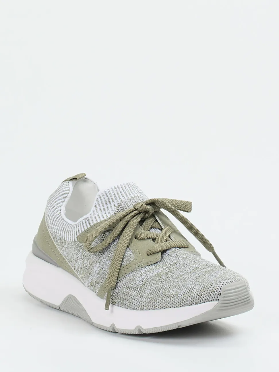 Gabor Comfort – Sneaker aus gestricktem Textil salbeigrün