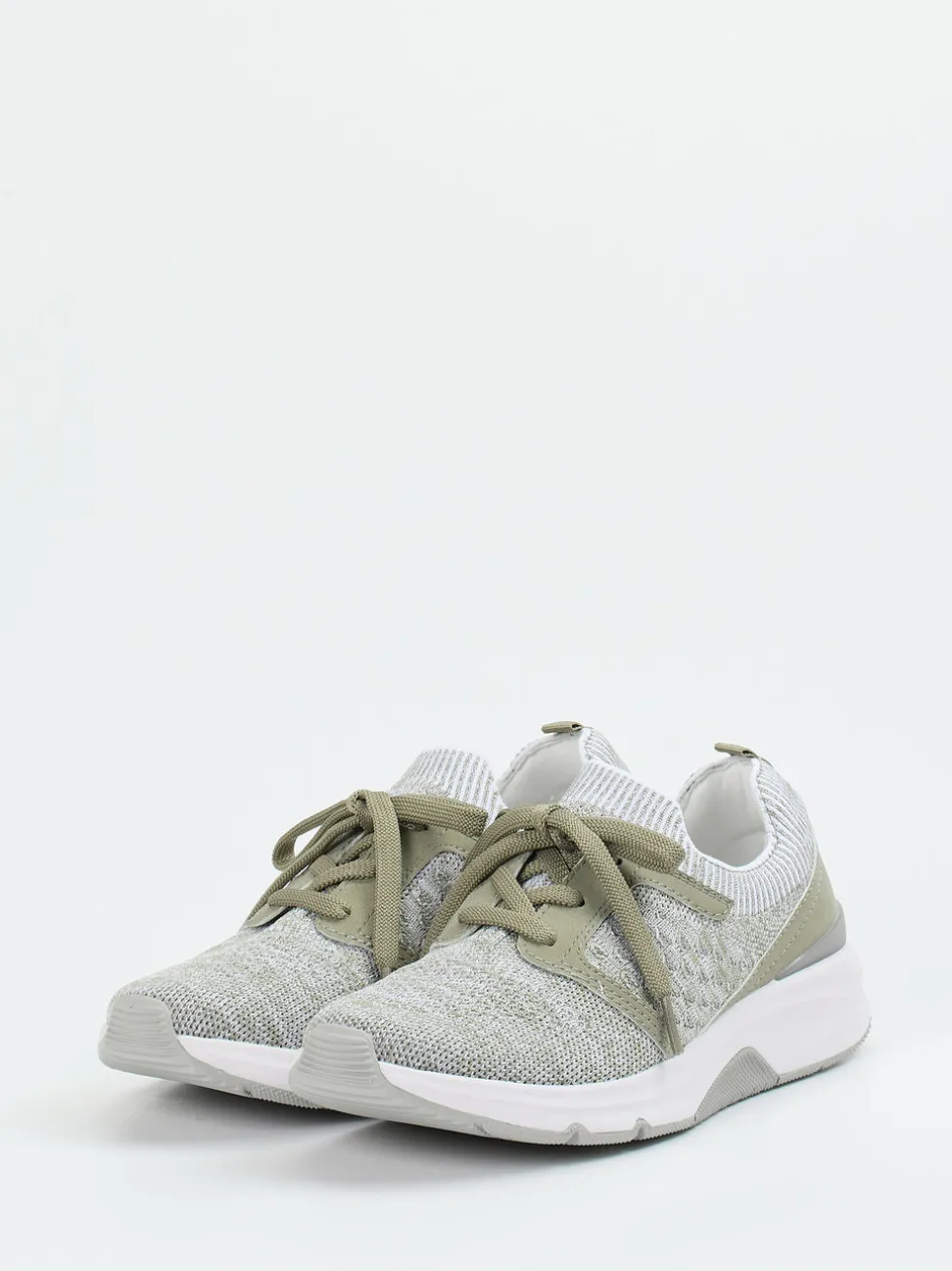 Gabor Comfort – Sneaker aus gestricktem Textil salbeigrün