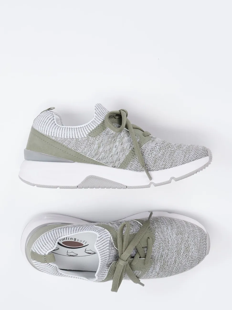 Gabor Comfort – Sneaker aus gestricktem Textil salbeigrün