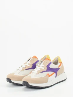 Gabor Comfort – Sneaker aus Veloursleder Beige-Multi