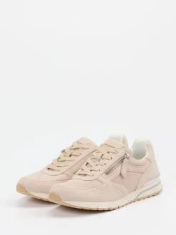 Gabor Comfort – Sneaker aus Velourleder und Mesh beige