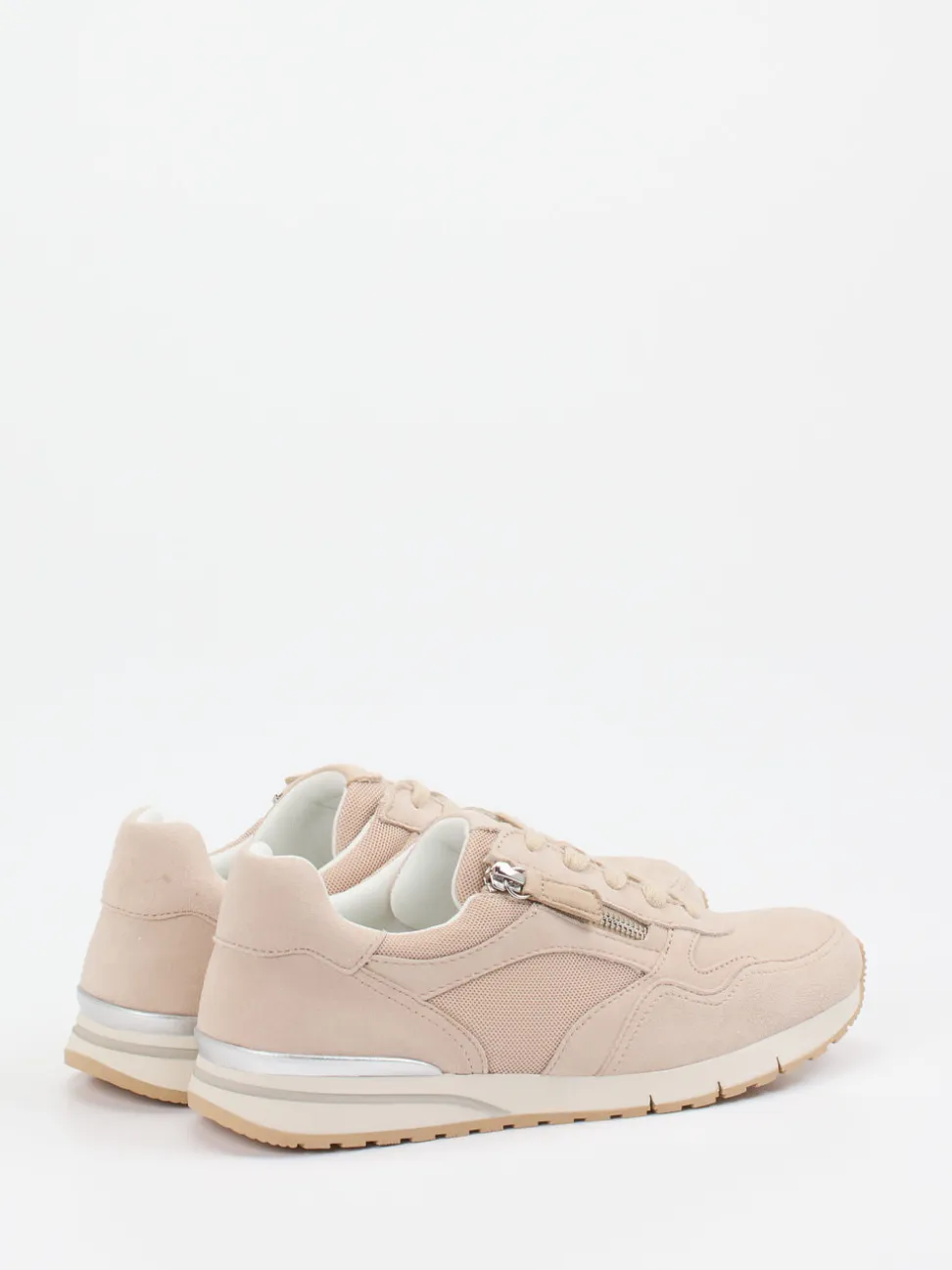 Gabor Comfort – Sneaker aus Velourleder und Mesh beige
