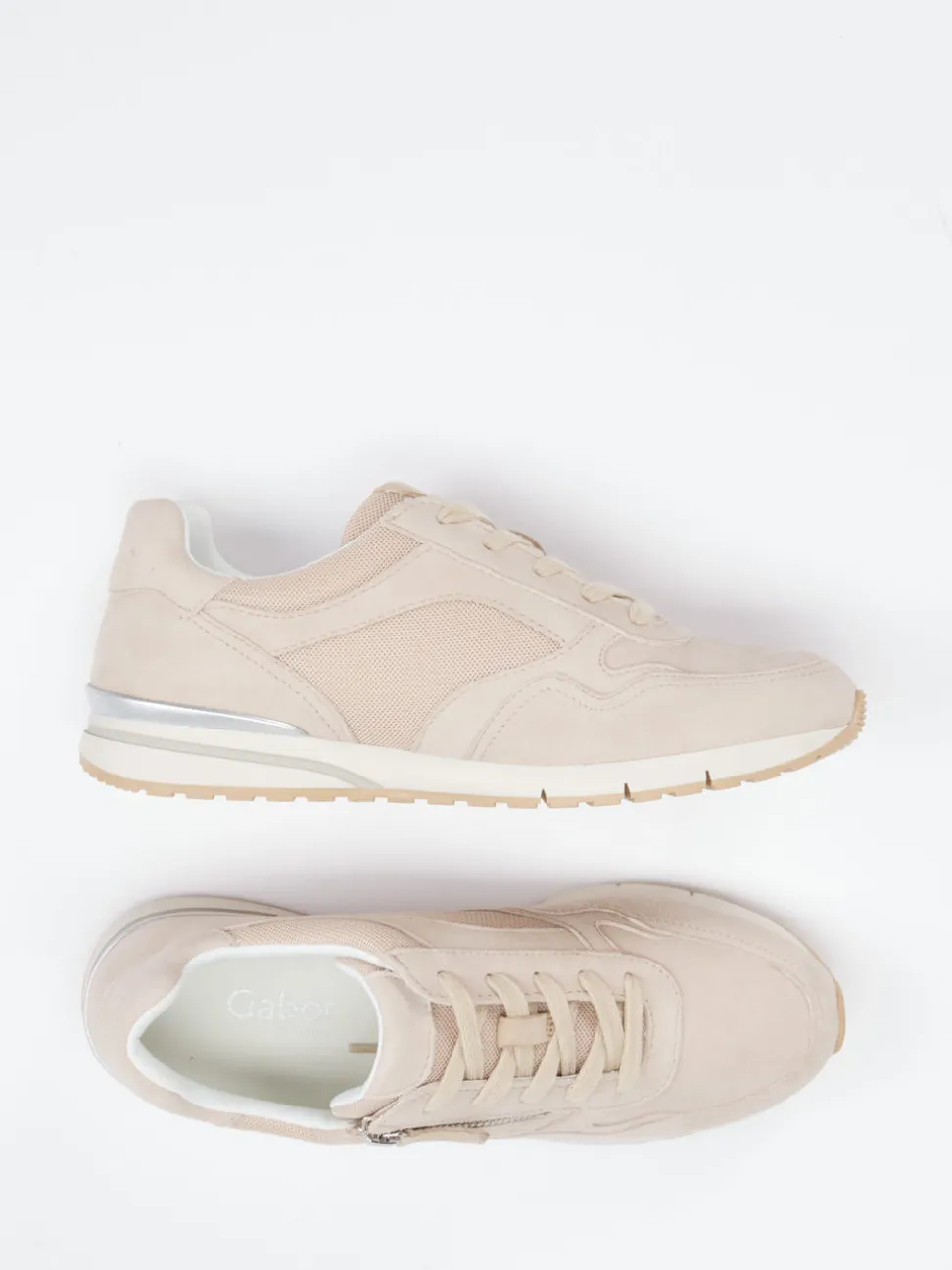 Gabor Comfort – Sneaker aus Velourleder und Mesh beige