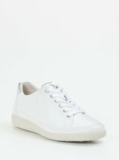 Gabor Comfort – Sneaker aus Kalbleder Weiß Silber