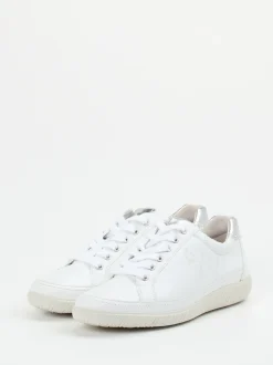 Gabor Comfort – Sneaker aus Kalbleder Weiß Silber