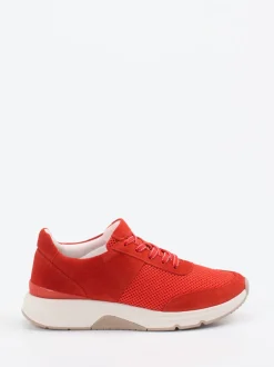 Gabor Comfort – Sneaker aus Veloursleder und Mesh rot