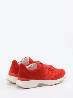 Gabor Comfort – Sneaker aus Veloursleder und Mesh rot