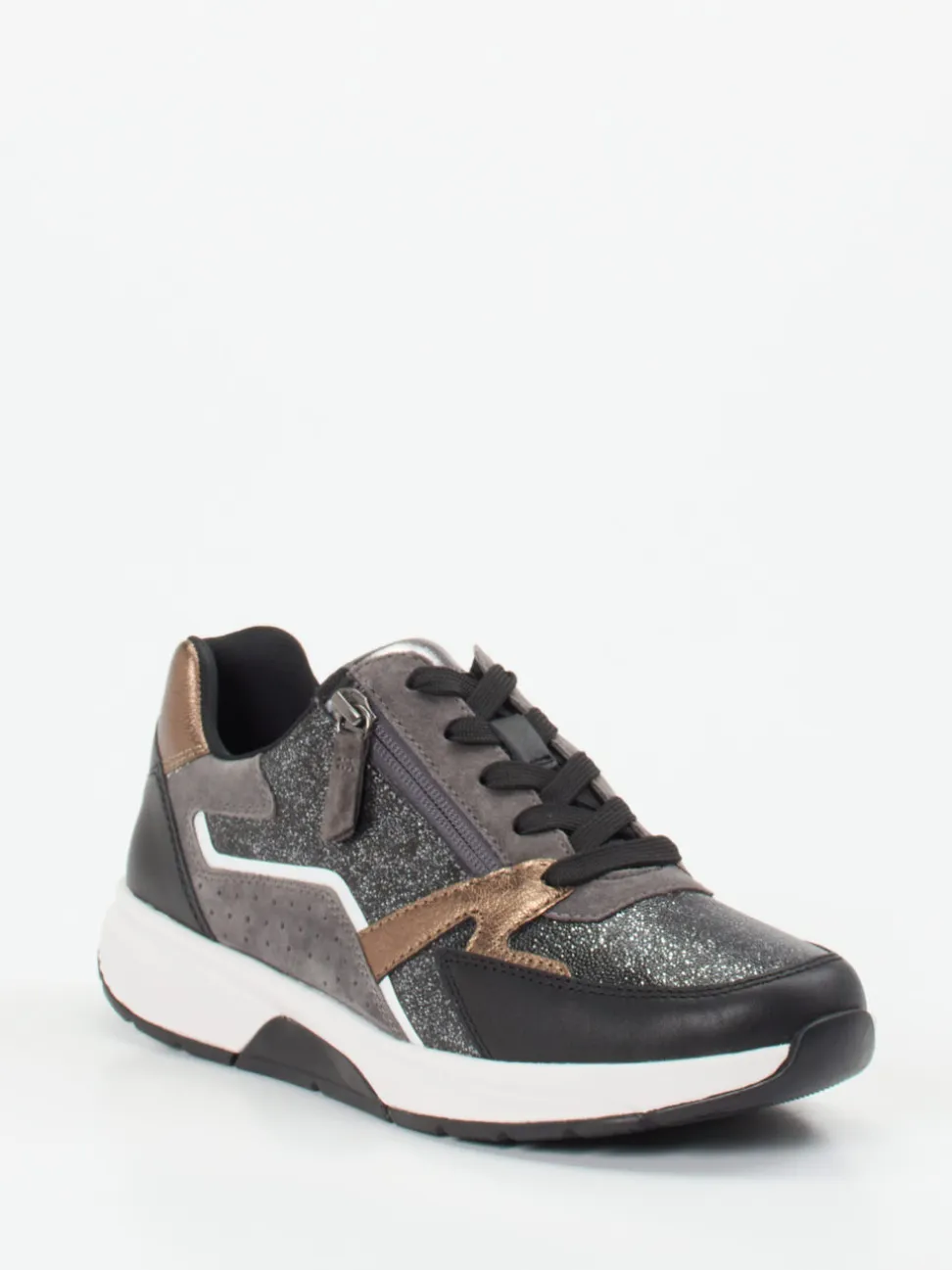 Gabor Comfort – Sneaker aus Metallicleder in Schwarz