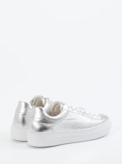 Gabor Comfort – Sneaker aus Metallicleder silberfarben