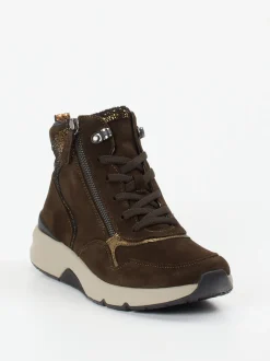 Gabor Comfort – Sneakerboots aus Veloursleder Dunkelbraun