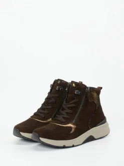Gabor Comfort – Sneakerboots aus Veloursleder Dunkelbraun