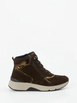 Gabor Comfort – Sneakerboots aus Veloursleder Dunkelbraun