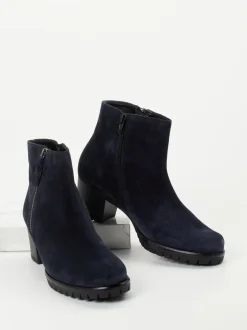 Gabor Comfort – Stiefelette aus Veloursleder dunkelblau