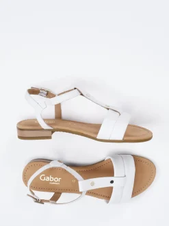 Gabor Comfort – T-Steg-Sandale aus Kalbleder Weiß