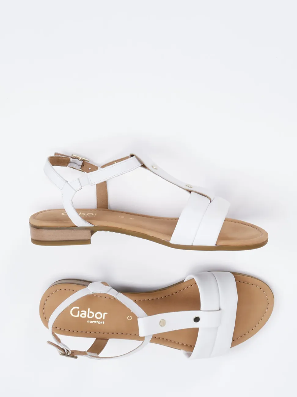 Gabor Comfort – T-Steg-Sandale aus Kalbleder Weiß