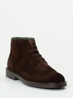 Galizio Torresi – Brogue-Boots aus Veloursleder Braun