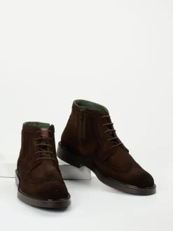 Galizio Torresi – Brogue-Boots aus Veloursleder Braun